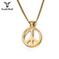 

Craft Wolf Stainless Steel Fashion Women Men Accessories Love Peace Souvenir Necklace