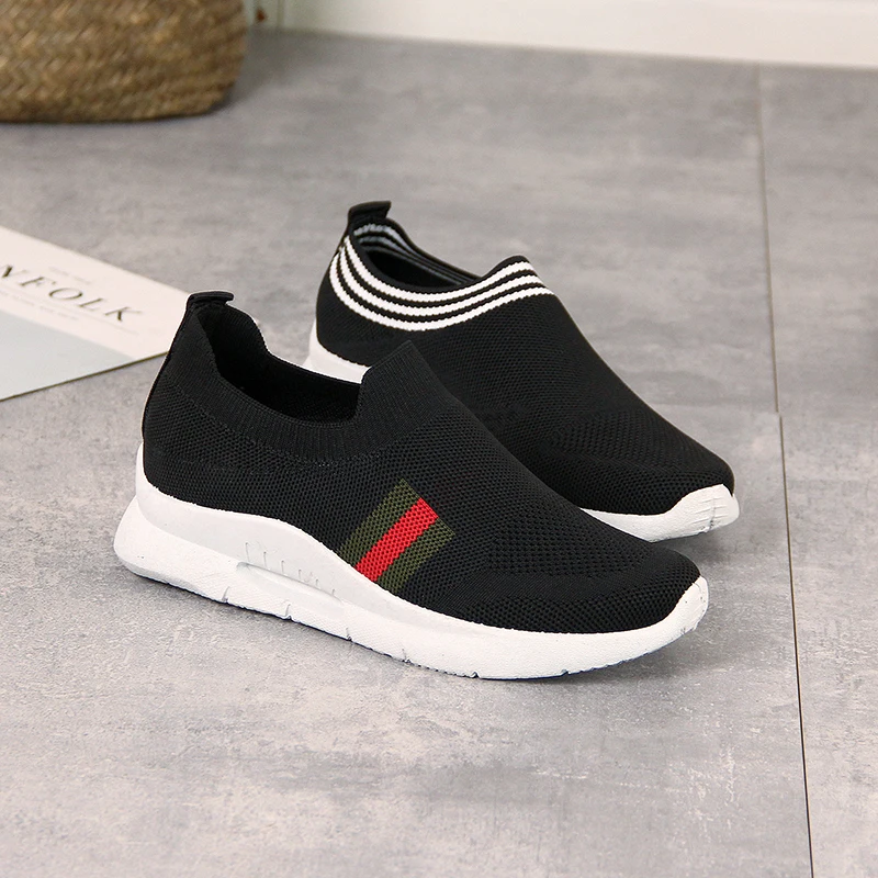 

2020 New Fashion Black Mesh Slip on Casual Running Walking Shoes Women Ladies