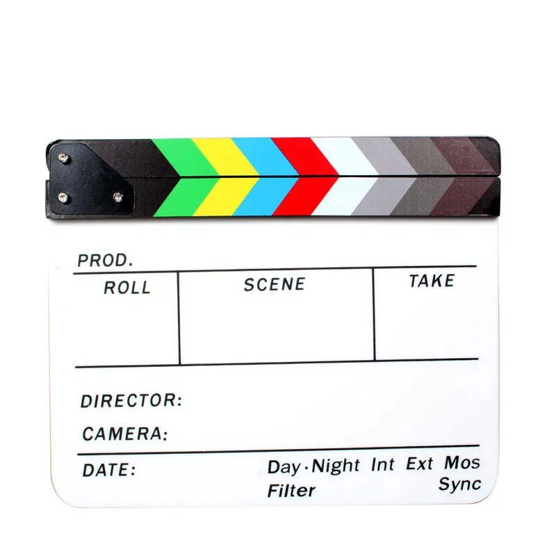 Bluelans Acrylic Plastic Directors Film Clapboard Cut Action Scene Clapper Board Slate with Color Sticks 10x12/25x30cm White 