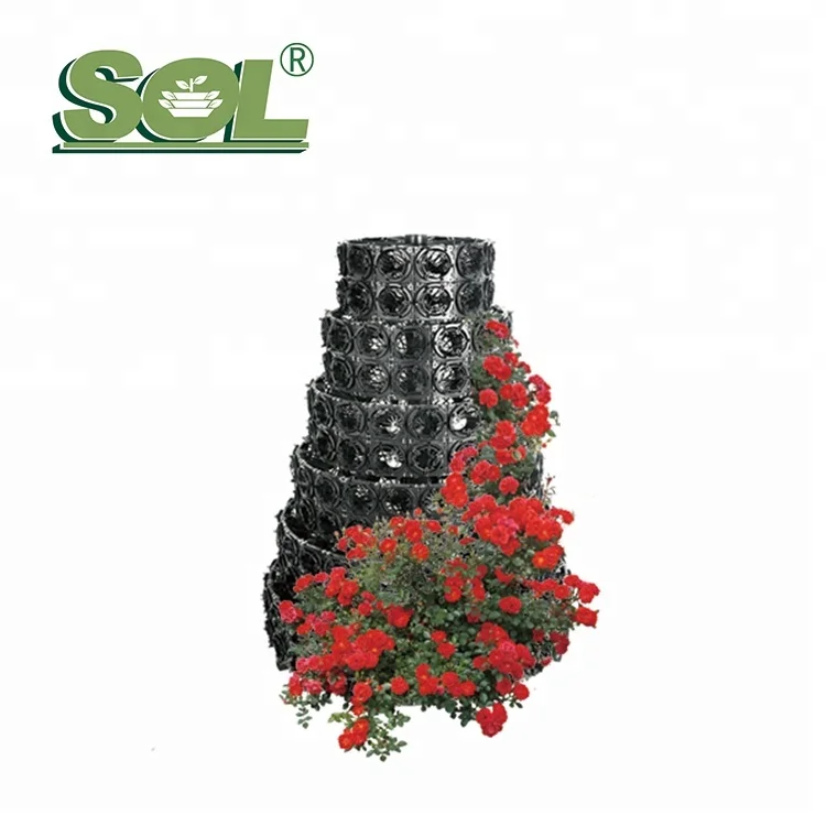 

Strawberry Vertical Gardening Tower Pots Vertical Tower Garden Flowers Vertical Hydroponic Tower Planter, Black