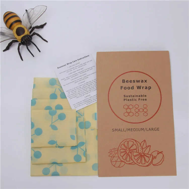 Eco Friendly Reusable Beeswax Food Wraps, Biodegradable, Sustainable Plastic Free Food Storage-1 Small, 1 Medium, 1 Large