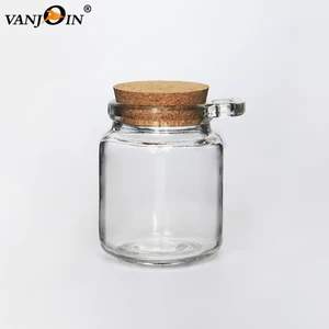 Image of 100ml/150ml/250ml Empty Salt Glass Jar with Cork and Wooden Spoon