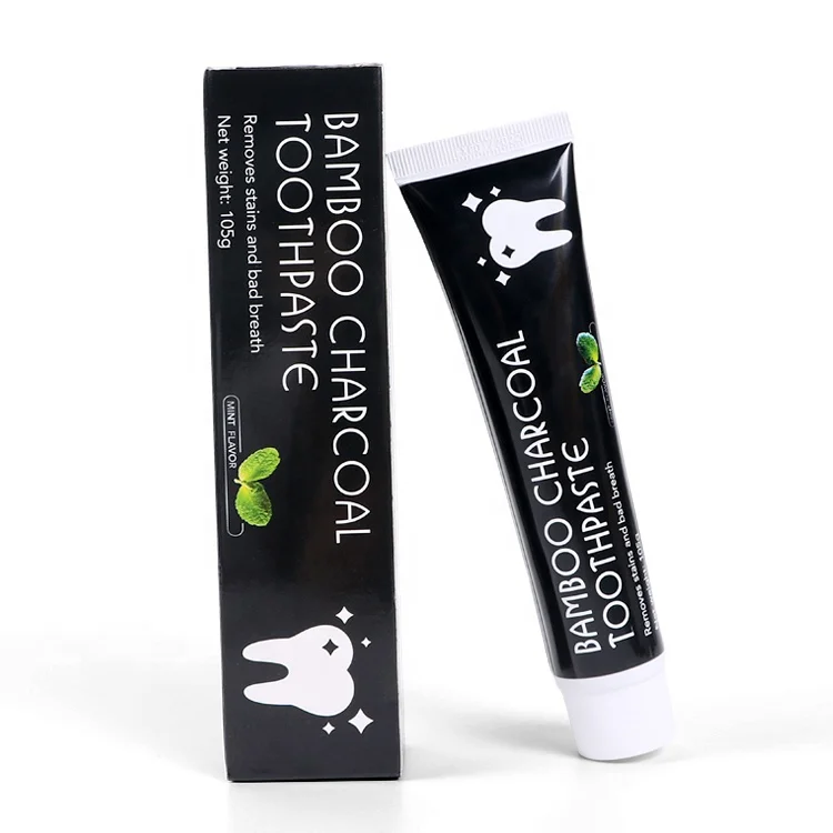 

105g Oral Care Mint Flavor Fresh Breath Private Label Bamboo Activated Charcoal Toothpaste, Black