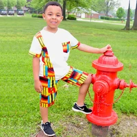 

2019 Summer African Kids Clothes Kids Ankara Two Piece Set Casual Wear