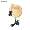 Surface mounted cable+plug wooden IP20 LED Wall light for bedside 3W led wall lamp