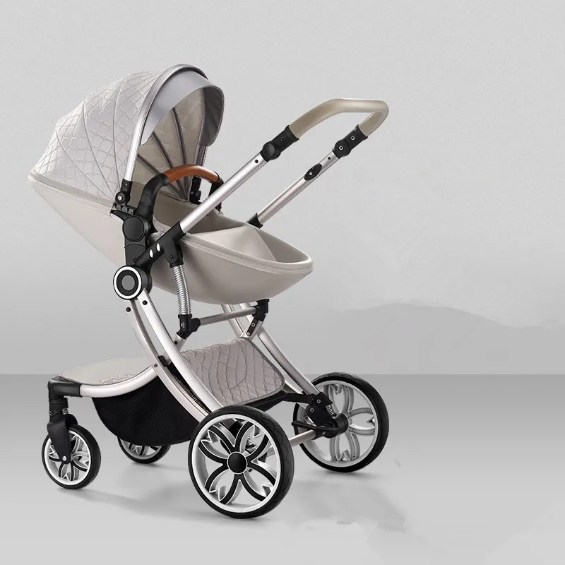 

Lightweight high landscape stroller can sit and fold easily two-way stroller PU material four-wheel shock absorber