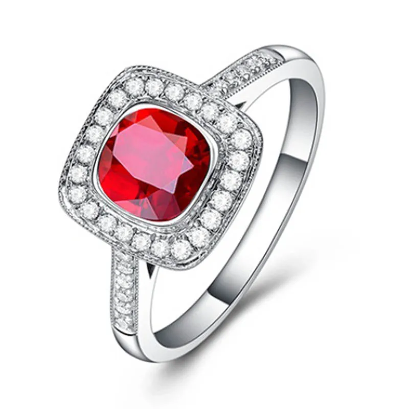 

classic 18k gold South Africa real diamond 0.76ct natural red ruby gemstone ring for female