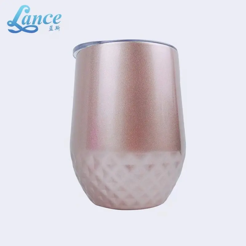 

12 oz Insulated Stainless steel personalized rose gold double wall wine tumbler, Customed;according to pantone