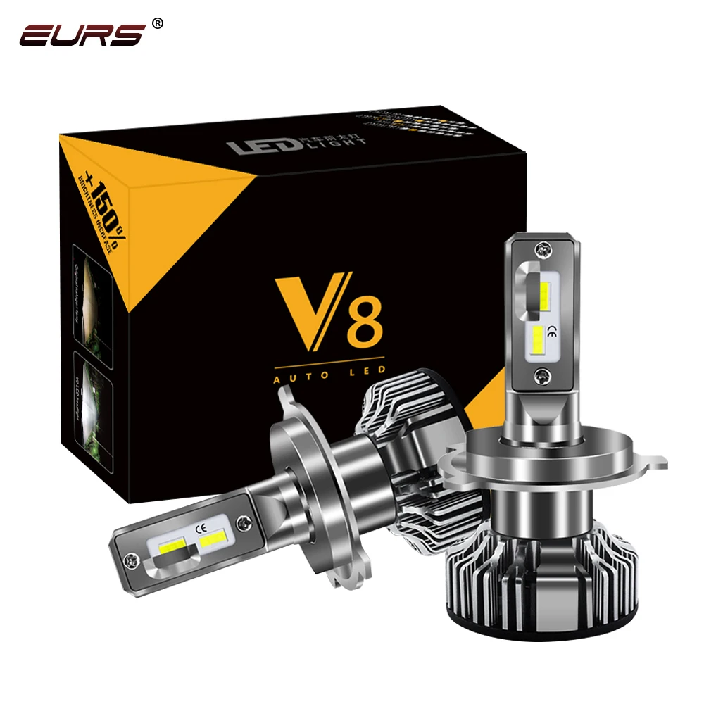 

EURS V8 Car Headlight H4 Hi/Lo Beam LED H7 H1 H8 H9 H11 H13 9005 9006 9007 9004 50W 16000lm 6500K Auto Headlamp Fog Light Bulbs