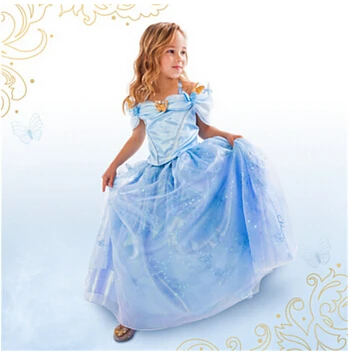 Newest Cinderella Kids font b Dress b font 2015 Cinderella Cosplay Costume Girl Princess font b