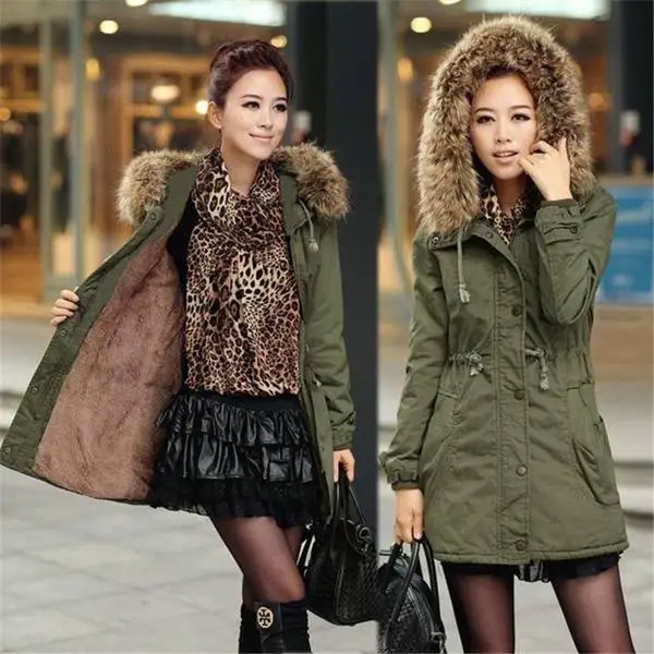 

Ladies Winter Jacket Fur Hooded Winter trench coat