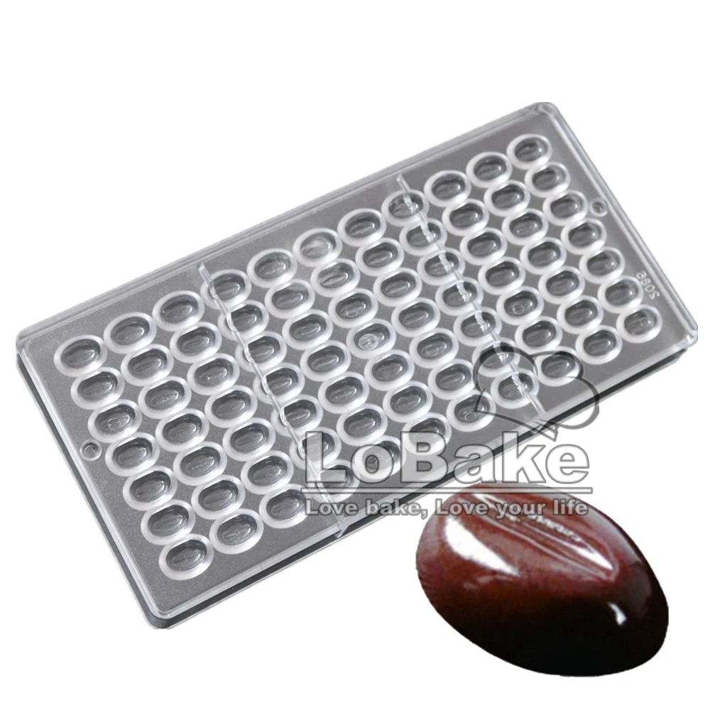 

77 cavities High food grade chocolate peas bean Shape Polycarbonate chocolate candy mold for making candy ice cube fondant craft