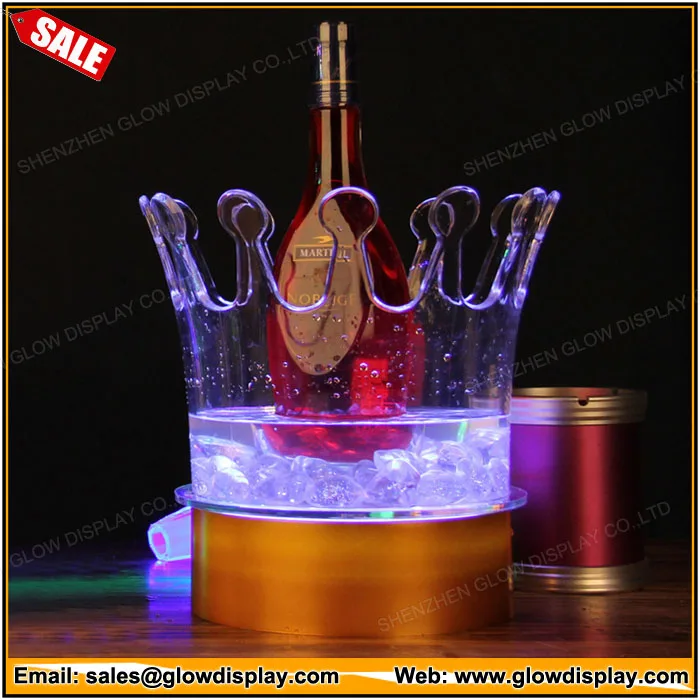 

Ice Buckets Tongs Whiskey Wine Rack Colorful Circular Led Wine Bar Ice Bucket Acrylic Crown