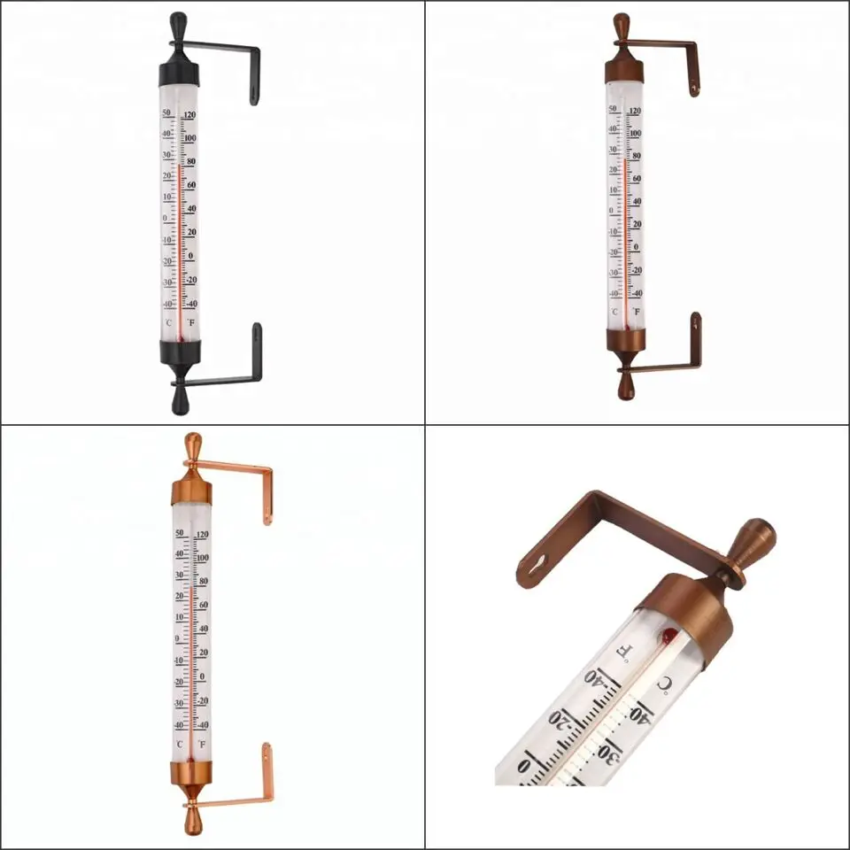 16" Wall Mounted Easy Reading Large Glass Tube Outdoor Garden Glass