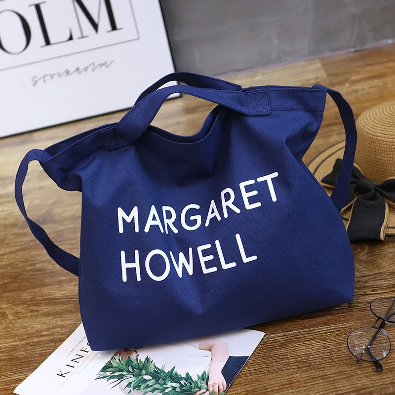 Reusable 12oz cotton canvas tote bag with zipper canvas bag for women