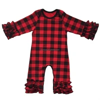 

RTS Newborn Baby Infant Long Sleeve Romper Jumpsuits Buffalo Plaid Christmas Halloween Ruffle Romper