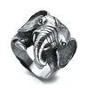Unique Animal Design Vintage Elephant Head Finger Antique Silver Ring for Men's Party