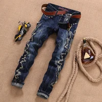 

New original alternative fashion stitching nailing nightclub trend pants jeans for man