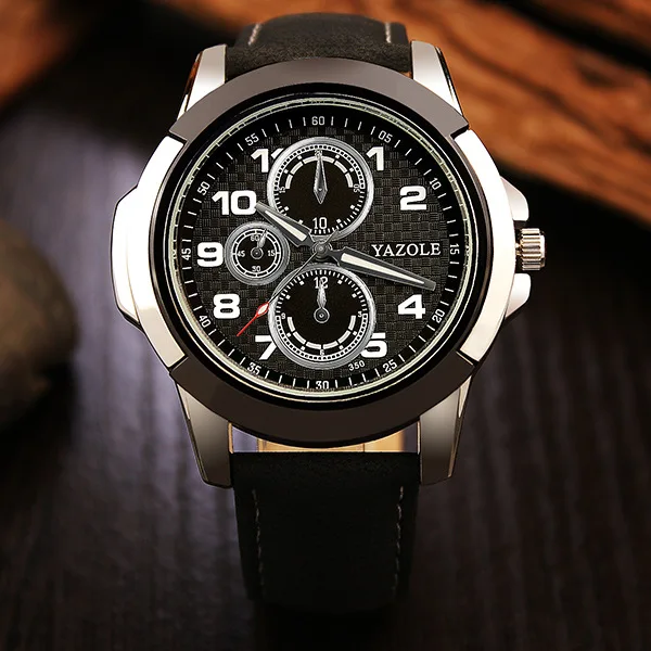 

Ebay Best Seller YAZOLE 350 Leather Sport Watch Luxury Famous Male Clock Quartz Watch