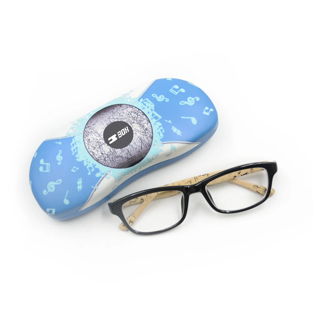 

Special Design Custom Personalized Pattern Hard Leather Spring Closure Eye Glasses Case, Customized