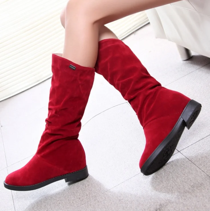 

2019 High boots with flat heel women shoes, Black,red,brown