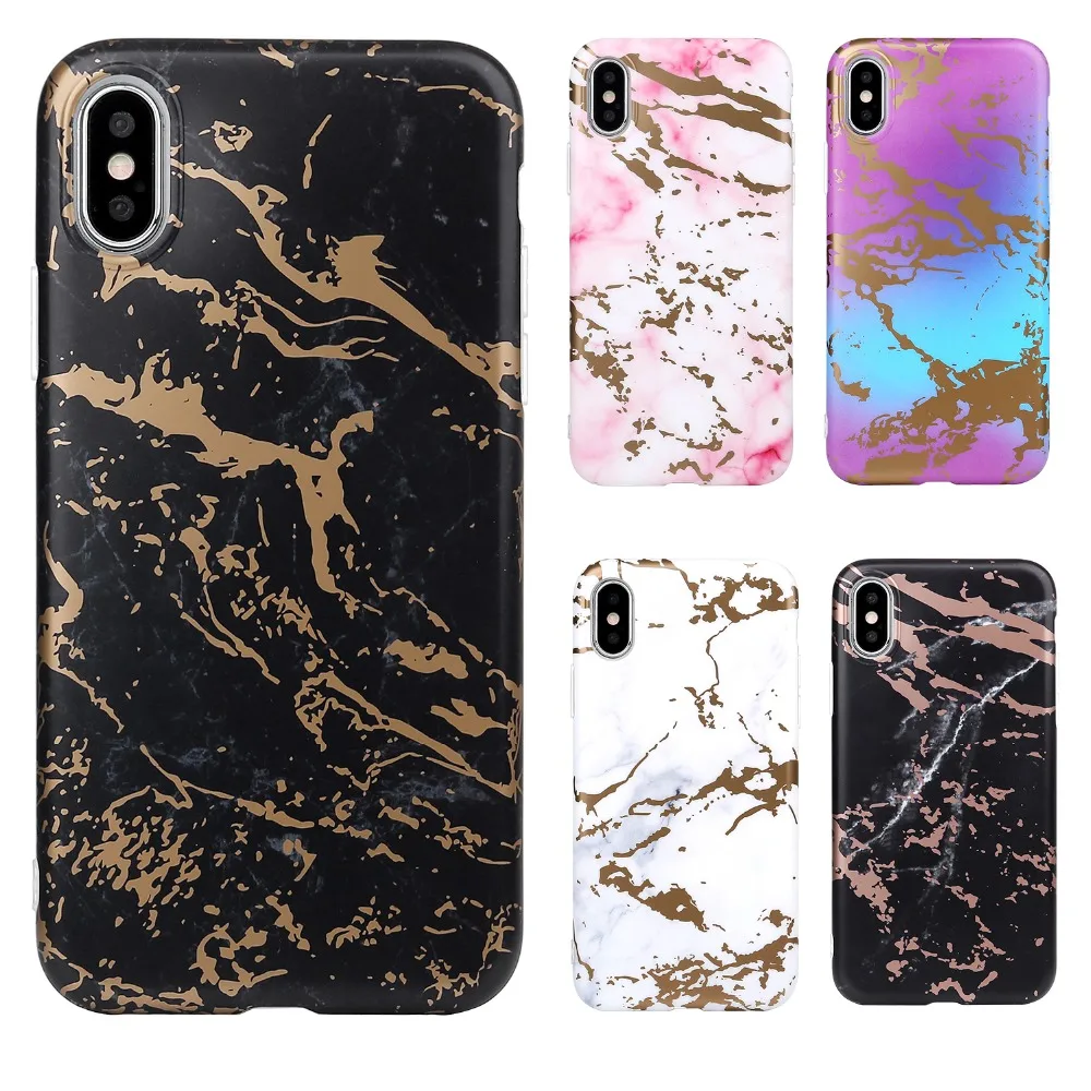 

IMD Matt Marble Foil Gold Case For Apple iPhone X Anti-Scratch Soft TPU Shell Skin Protective Cover