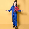 Jazz Costume Hip Hop Clothes For Girls Boys Blue Tooling Jumpsuit Kids Street Dancing Clothes Stage Performance Wear DNV10635