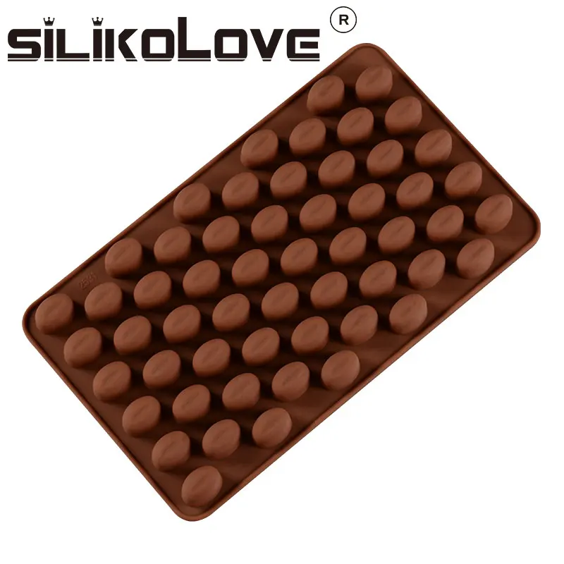 Amyandone Mini Coffee Bean Silicone Molds (2 Pack) - 55 Cavities, Food Grade, For Chocolate, Candies & Cake Decor