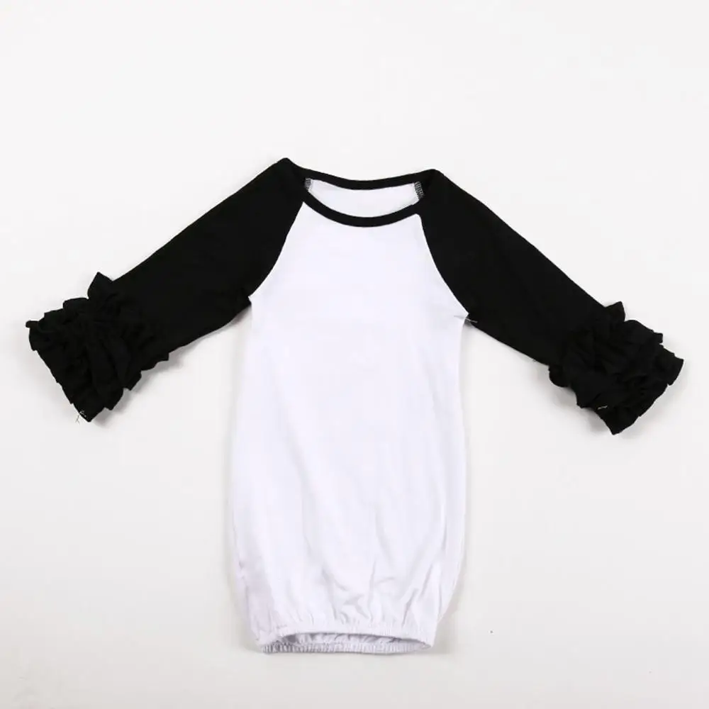 

In Stock baby Gown Long Sleeve Gown Ruffle Raglan Gown Baby Sleeping Bag Knitted Newborn Baby Clothing, Pic