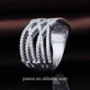 Sterling Silver Crisscross X Ring Rhodium Plated Micro Pave CZ Ring