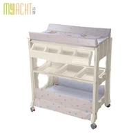 

High Quality Plastic Rice White Four Wheels Children Wash Tub Portable Baby Changing Table