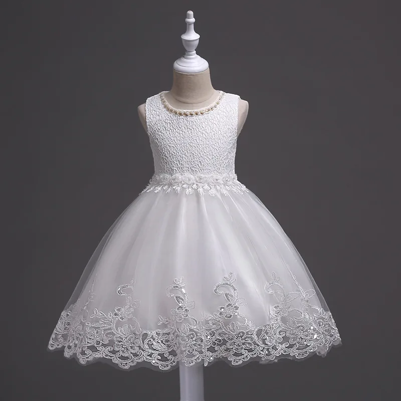 

2018 Baby Girl Party Dress Children Frocks Designs Luxury White Lace Pearl Dress For Evening, Please refer to color chart