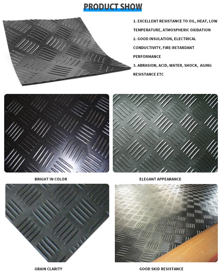 Different Styles Elongation 300 Checker Rubber Sheet Anti Slip