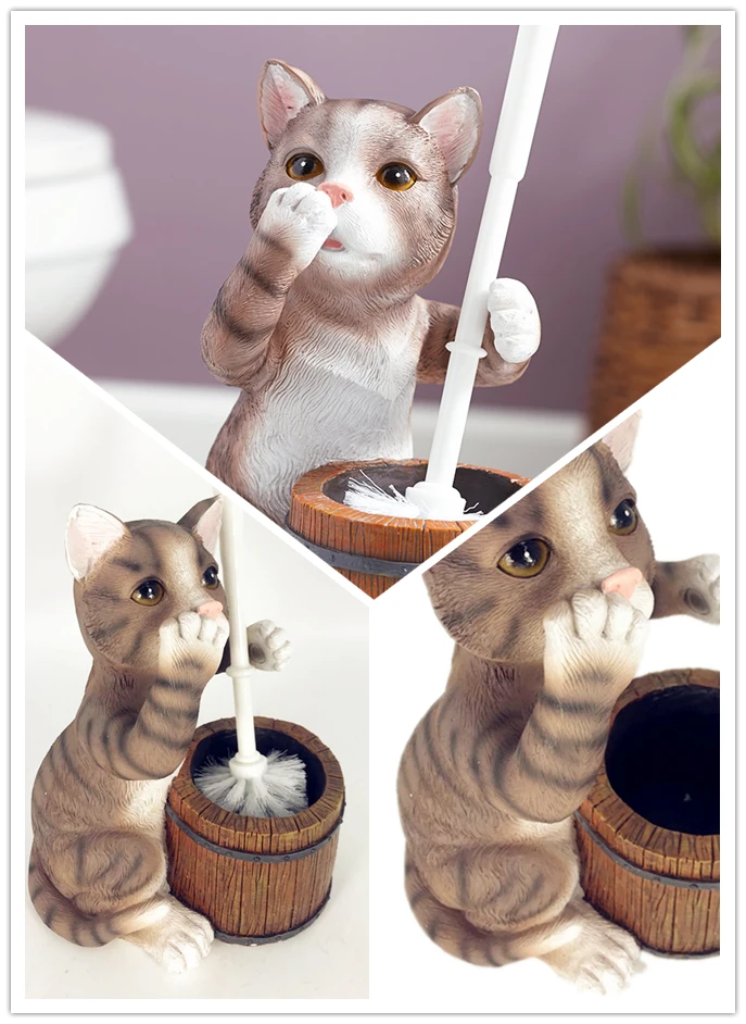 Resin Cute Charming Household Cat Pet Toilet Brush Holder Buy Toilet