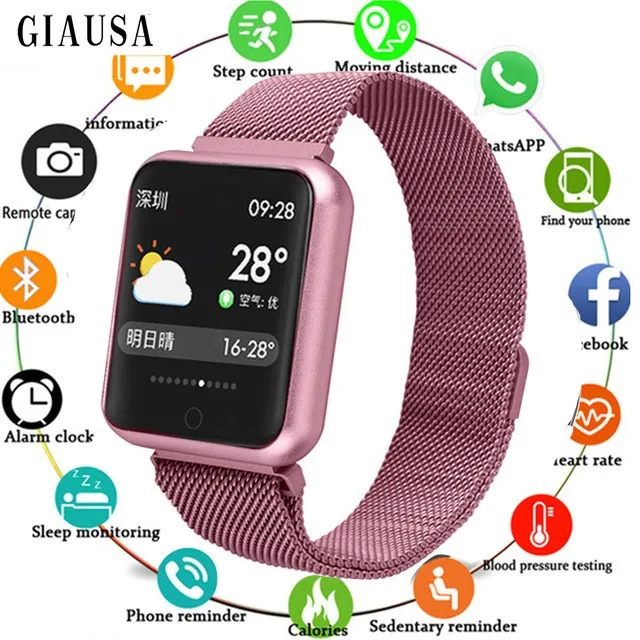 

TOP Smart Watch P68 Men Women Lady Blood Pressure Heart Rate Monitor Sports Tracker Smartwatch IP68 Connect IOS Android PK dz09