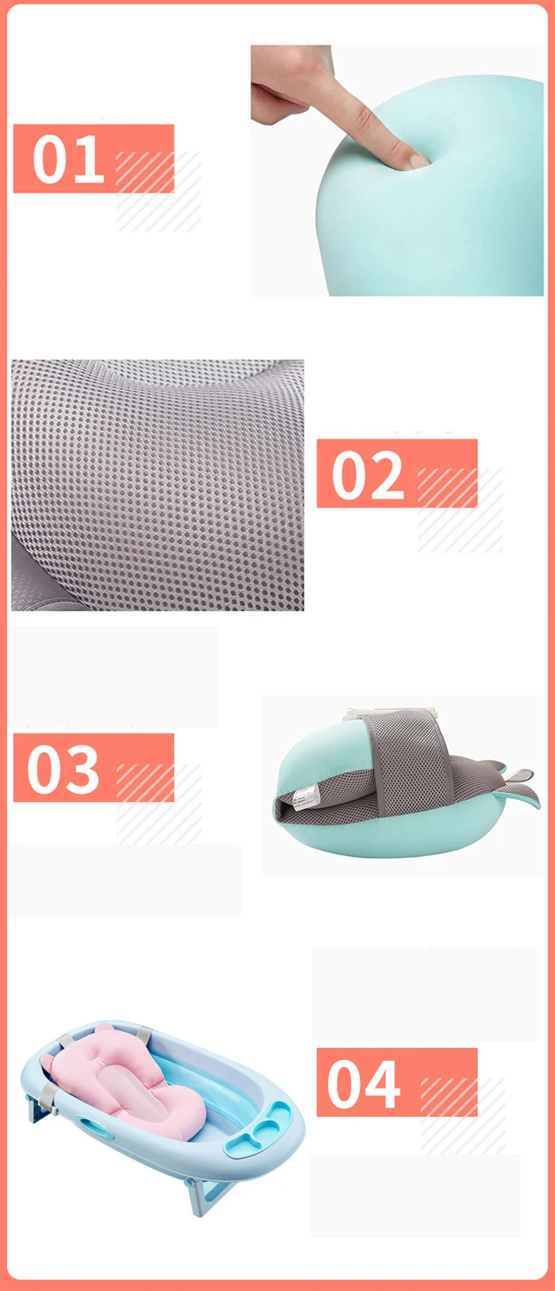 Pillow Pad Air Floating Soft Seat Infant Newborn Bathing Mat Baby Care