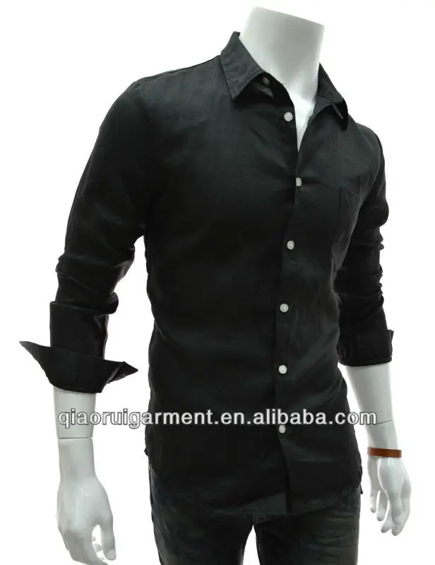 Men's Casual Slim Fit Black Linen Shirt Buy Slim Fit Black Linen