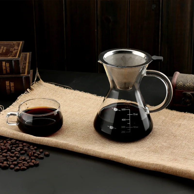 500ml Mini Drip Coffee Maker Glass Unique Pour Over Coffee Maker For