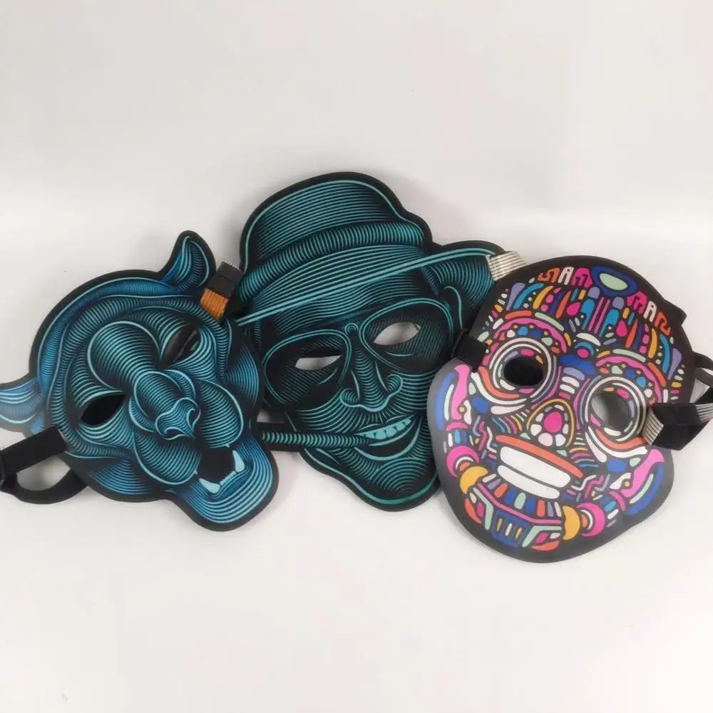 
New Design Halloween party mask blue color LED light mask glow Led party rave mask 