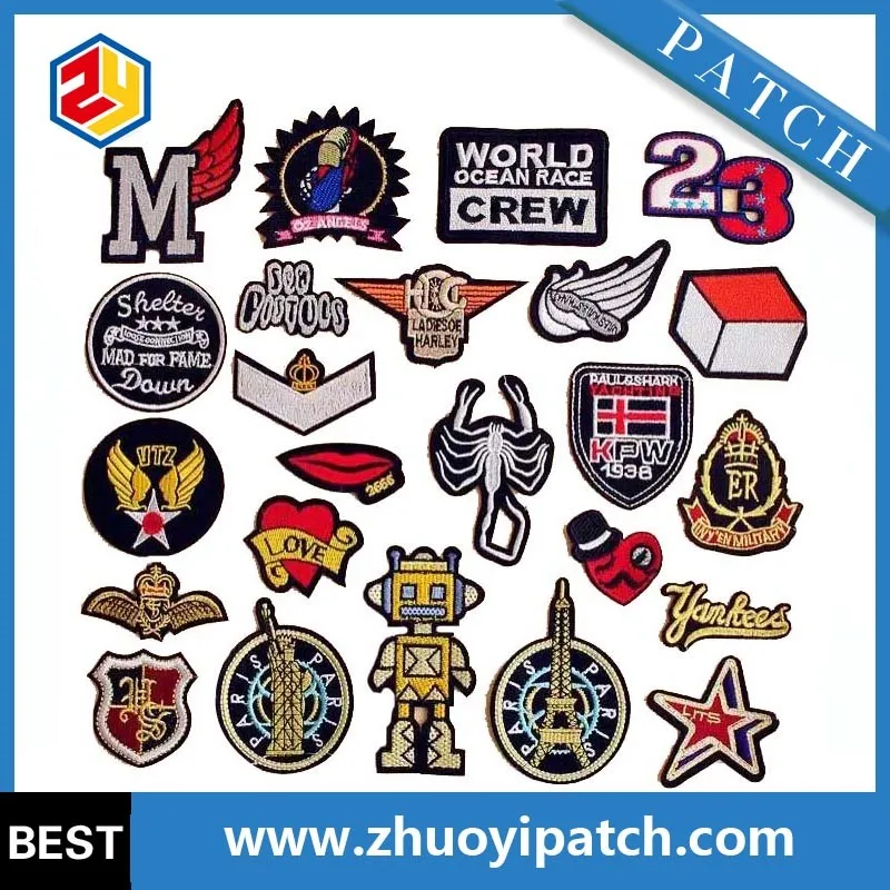 Heat Press Custom Badge Embroidery Iron On Patch Applique For Clothing