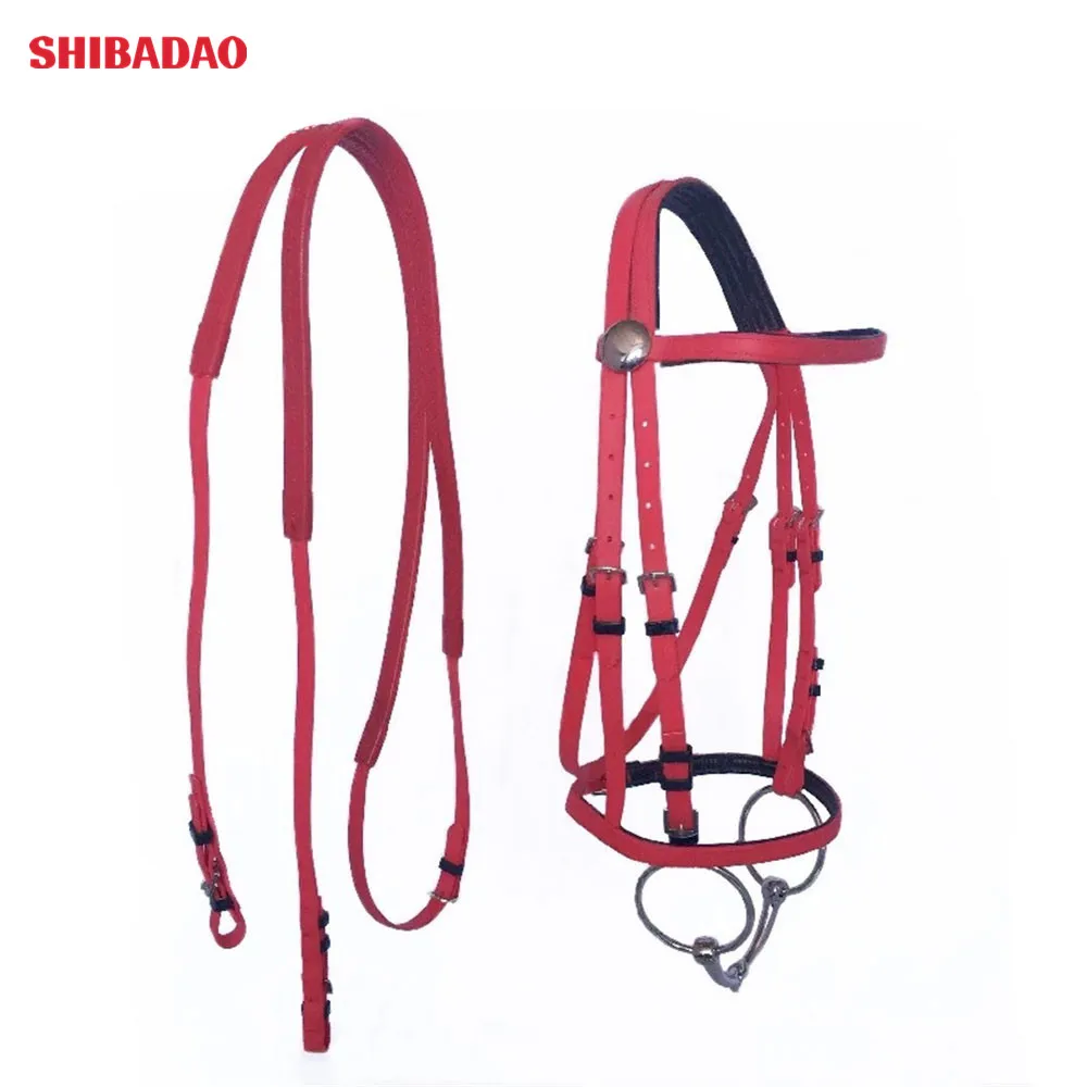 

Horse Riding Racing In Coated Nylon Material Horse Equipment Bridle And Rein Set, Blue,red,black