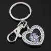 New arrival shining heart shape custom acrylic photo frame keychain for gifts