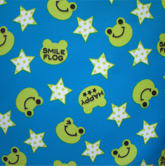 400D pvc coated artificial leather Frog Printed Polyester Fabric used for book bag