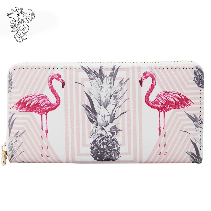 

2019 Fashion Flamingo Print Wallet Women Long Wallet Large Capacity Clutch Purse With Phone Bag