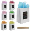 Party Gift Tote Bags, White Gift Bags with Scratch Paper for Customization Party Favour Bags, and Kraft Paper Handbags