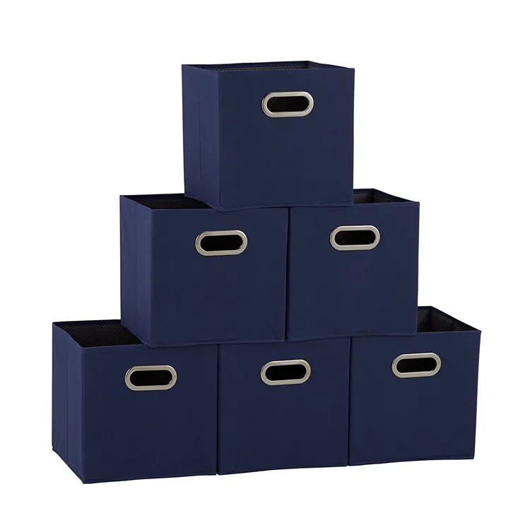 Red Collapsible Cubes Small Canvas Fabric Storage Boxes 13x13 Storage