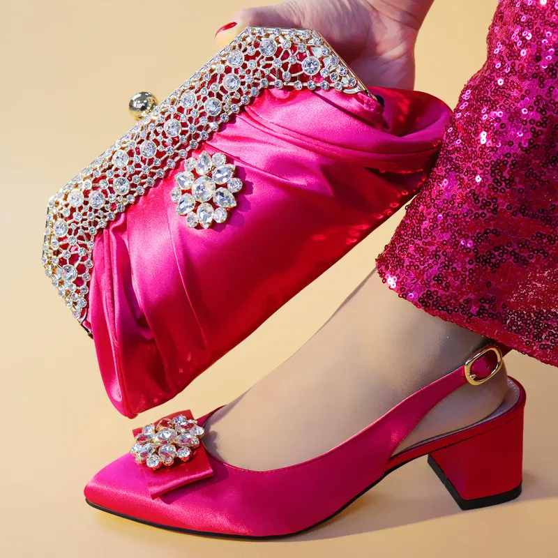 

Rortydream fushia pink lady handbag shoes ladies shoes dress 6.4cm A562