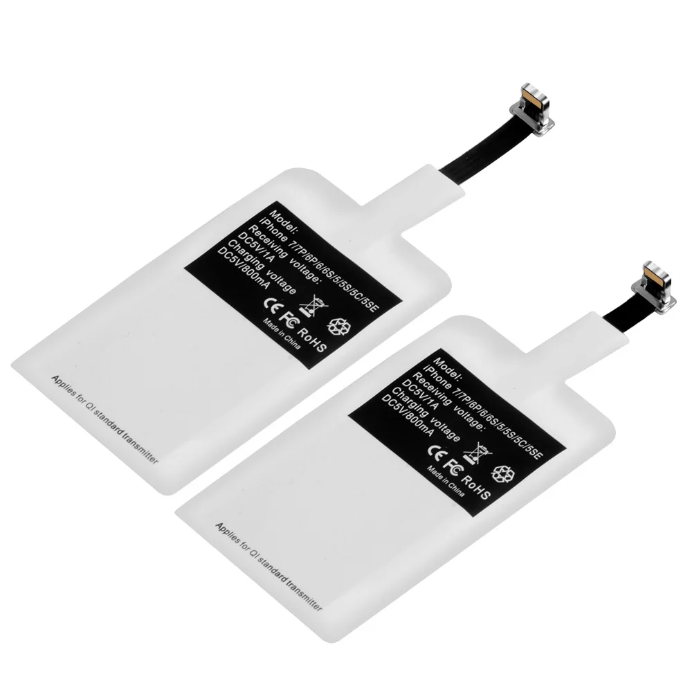 

TOP Selling Qi Wireless Charger Receiver for iphone 5 6 6S 69 7 7S 7P wireless charger adapter, White