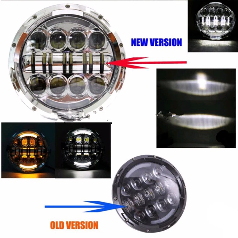 For Yamaha Fz For Harley Led Headlight Color Amber Led Motorcycle Headlight 7inch Round Headlamp