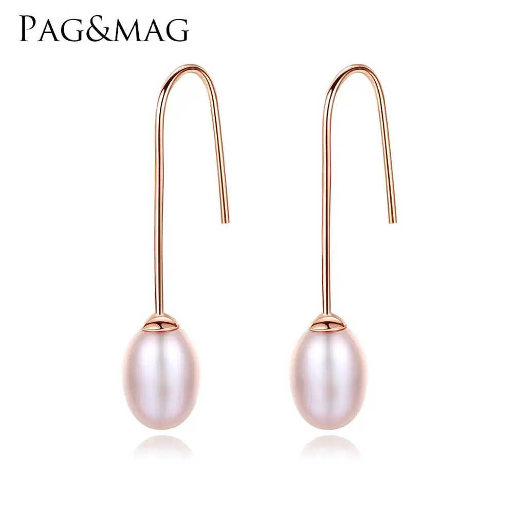 

PAG&MAG Minimalist Freshwater Cultured Pearl Drop Earrings 925 Silver Fine Jewelry Gifts, N/a